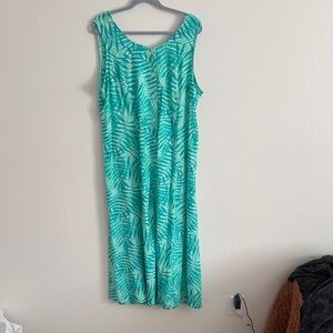 Blair Leaf Print Green Maxi Dress